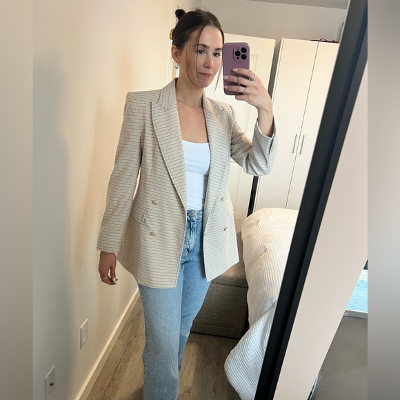 Double breasted Zara blazer - beige with gold buttons - Picture 2 of 12